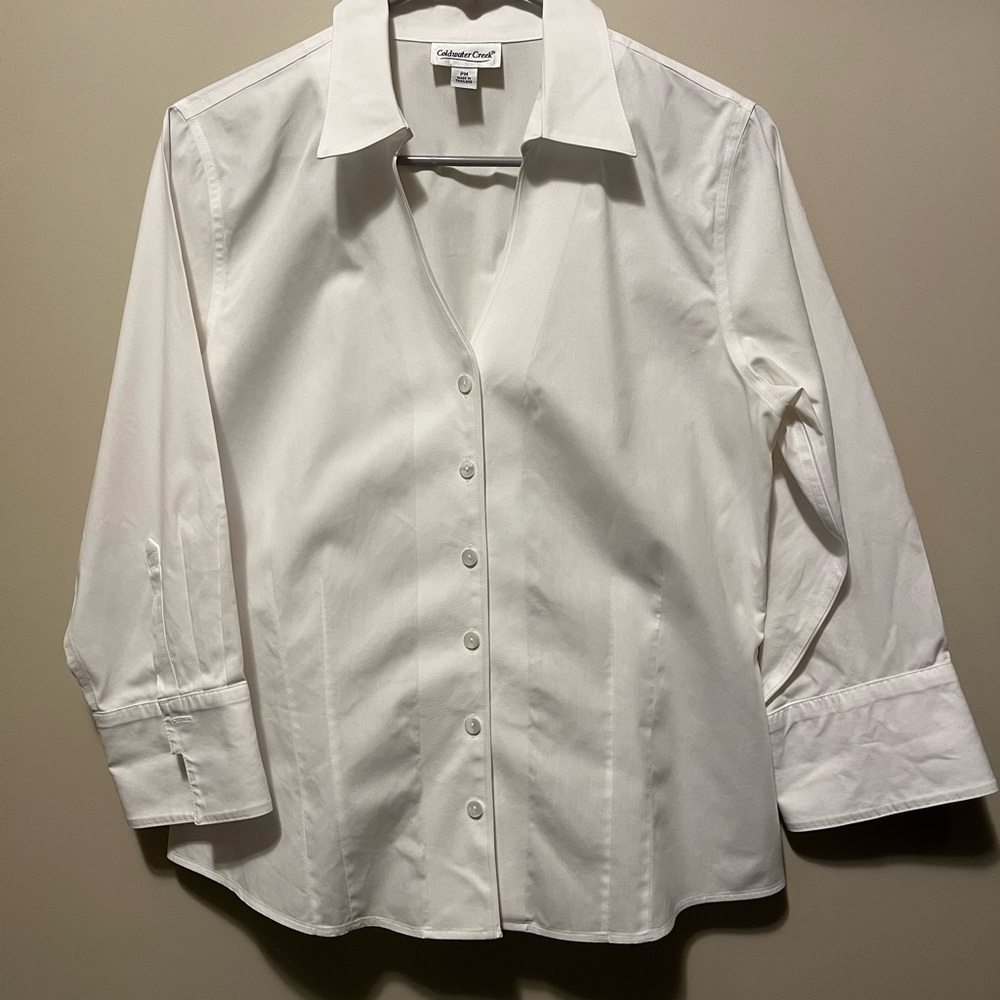 Coldwater Creek White Button-Front Dress Shirt